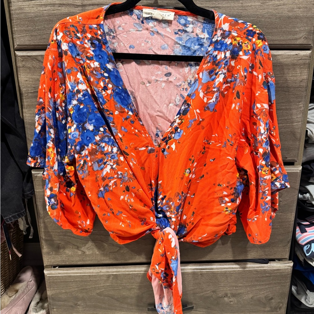 Lovestitch Orange and Blue Floral Blouse